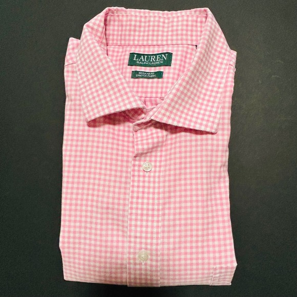 Lauren Ralph Lauren Other - Lauren Ralph Lauren Pink White Gingham Shirt XL Regular Fit Stretch‎ Fabric